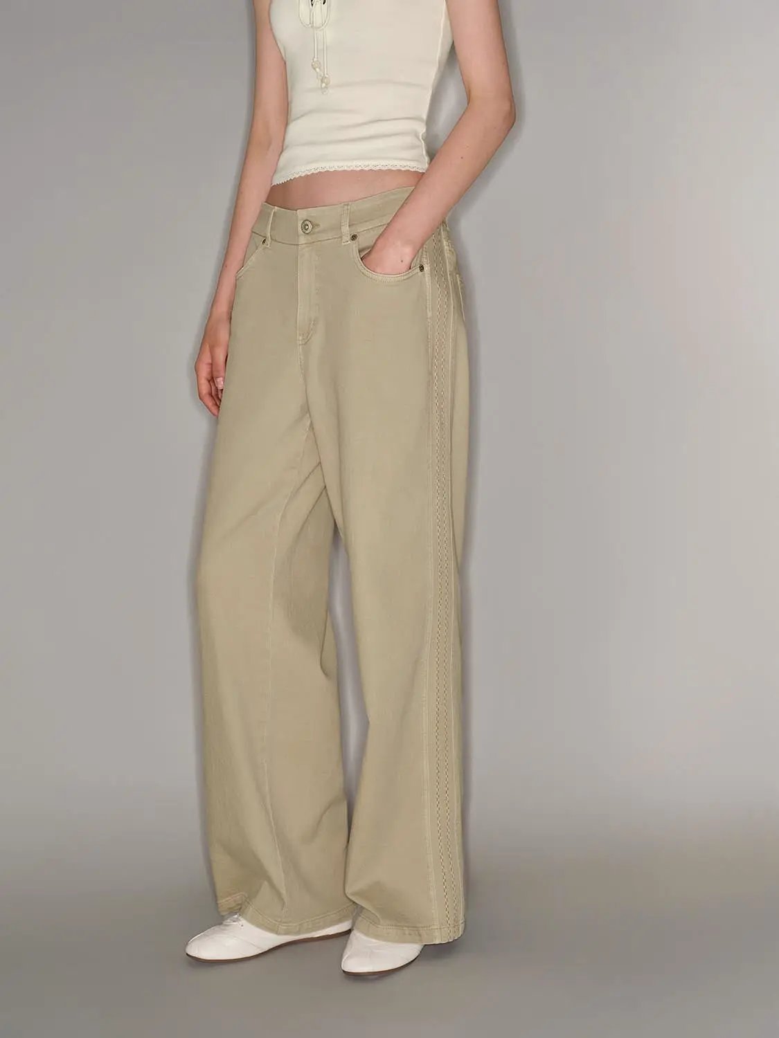Jeans beige wide-leg pants by Urban Revivo Fashion