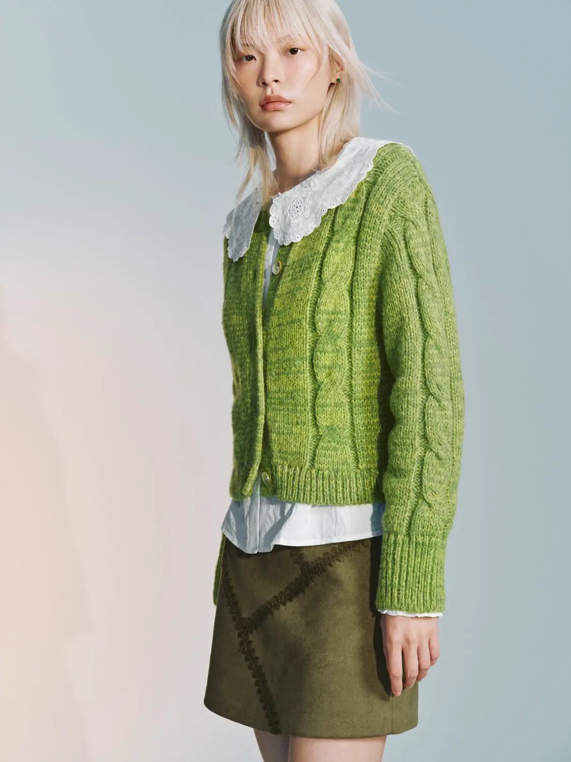 Crew Neck Cable Knitted Cardigans by Urban Revivo Fashion