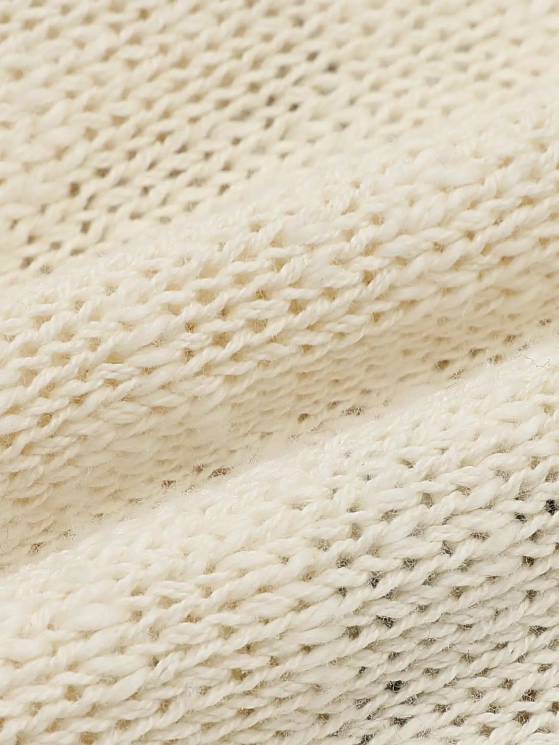 Embroidered crew-neck long-sleeve cotton cardigan in cream knit fabric