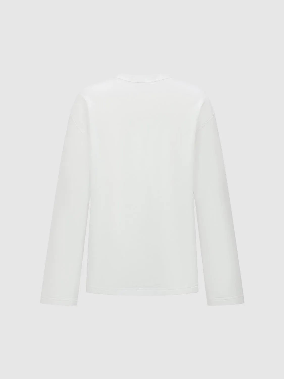 Urban Revivo white long-sleeve T-shirt, back view, plain casual top