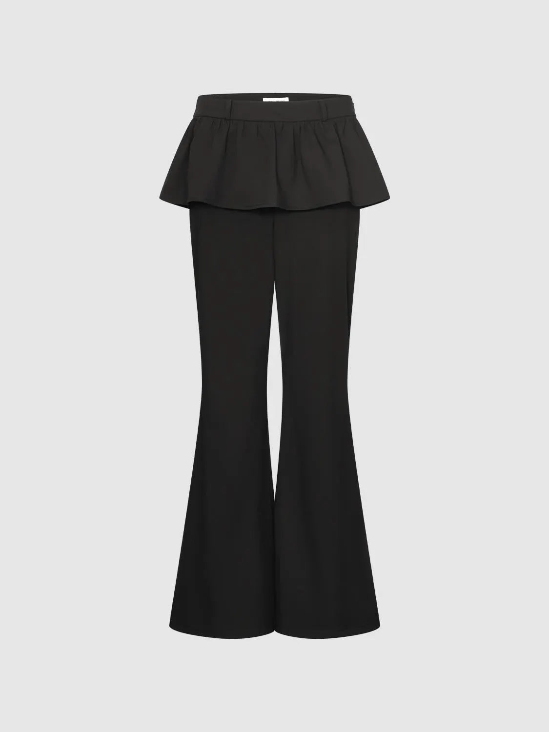 Flare Leg Pants Urban Revivo Fashion in black with peplum waist overlay
