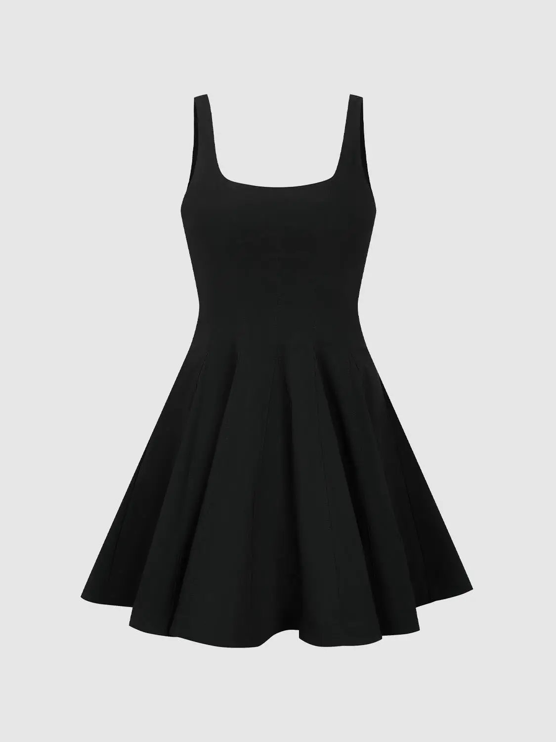 A-line sleeveless black square-neck dress by Urban Revivo Fashion.