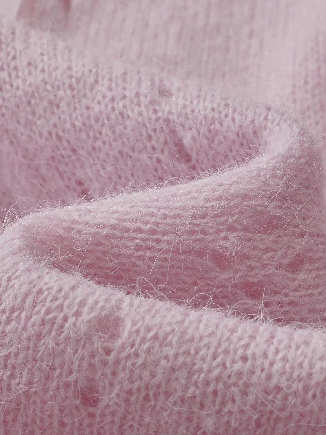 Bow Detail Textured Crew Neck Long Sleeve Sweater in pink knit
