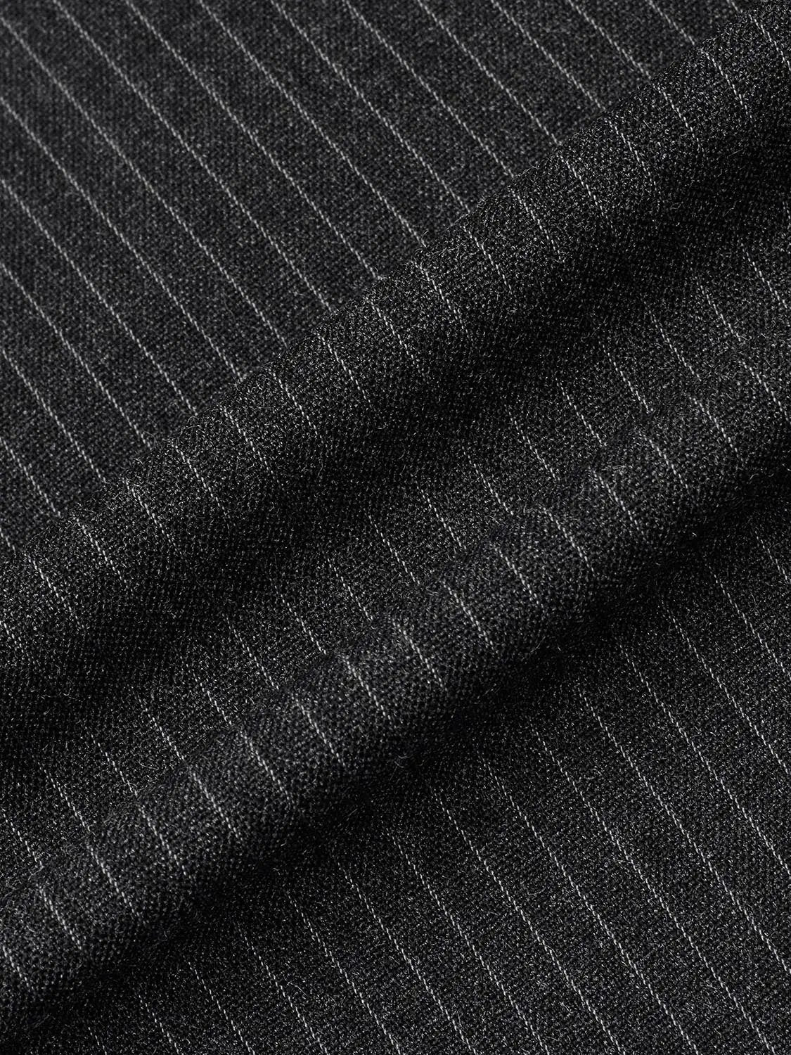 Collared cropped shirt fabric in dark charcoal with white pinstripes; Urban Revivo Fashion