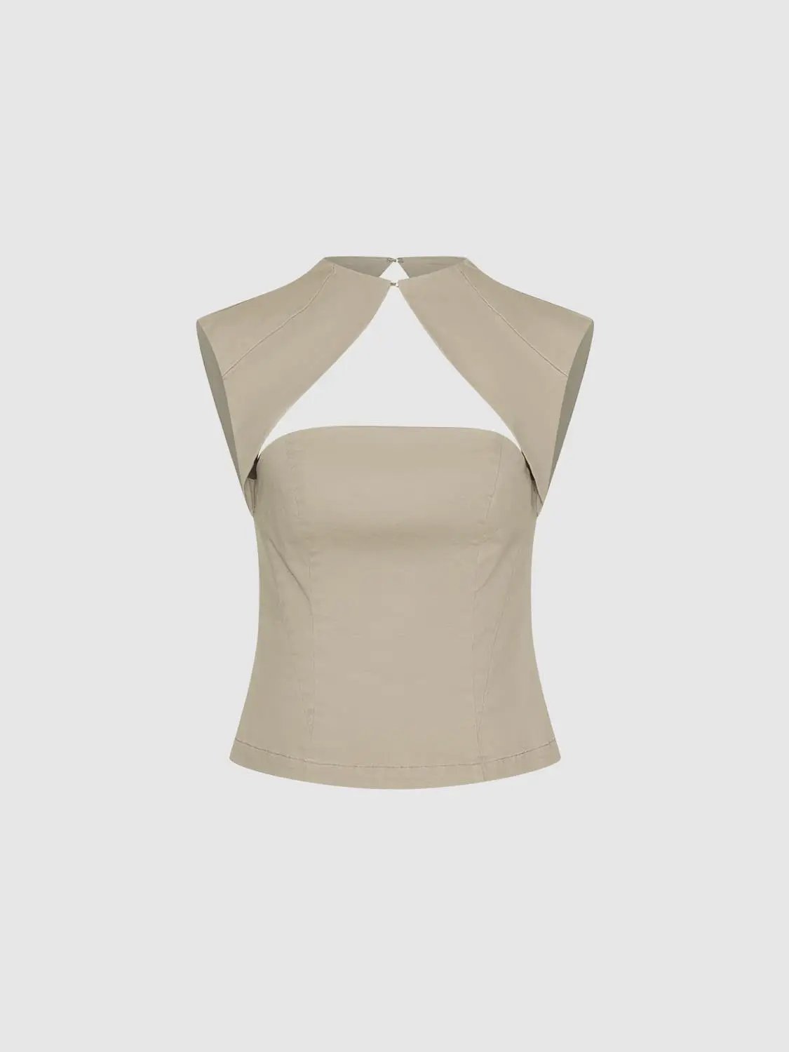 Overhead shirt in beige with sculptural wide shoulder panels