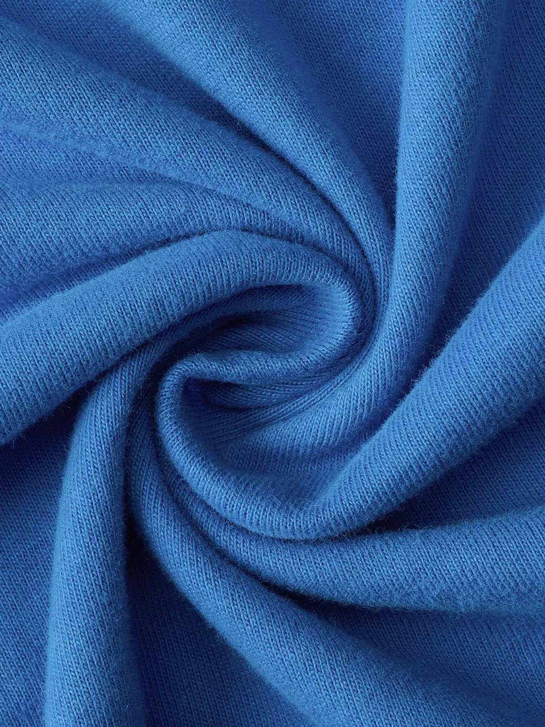 T-shirt fabric close-up in blue knit, soft textured jersey material
