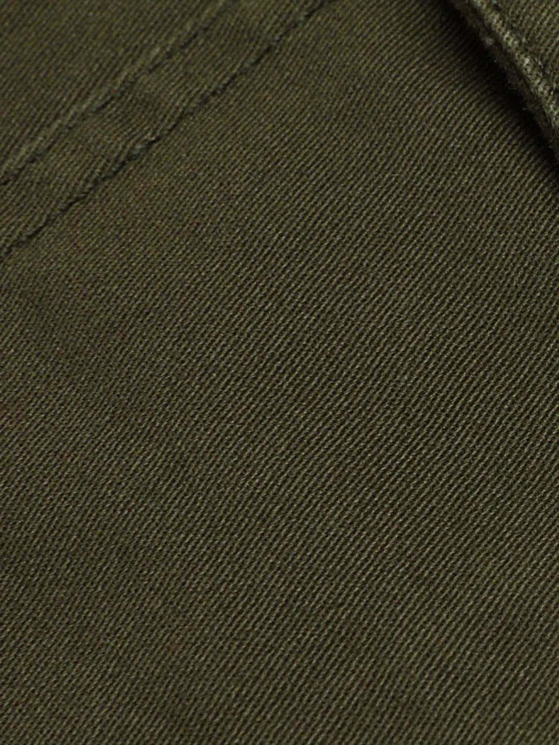Womens cotton-stretch cargo shorts in olive green twill fabric