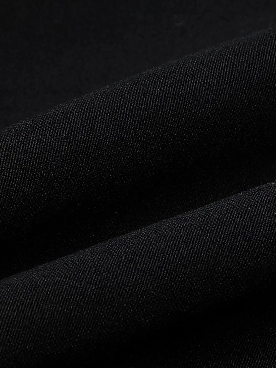Crepe Strappy Nipped-Waist Pleated A-Line Midi Dress fabric in black