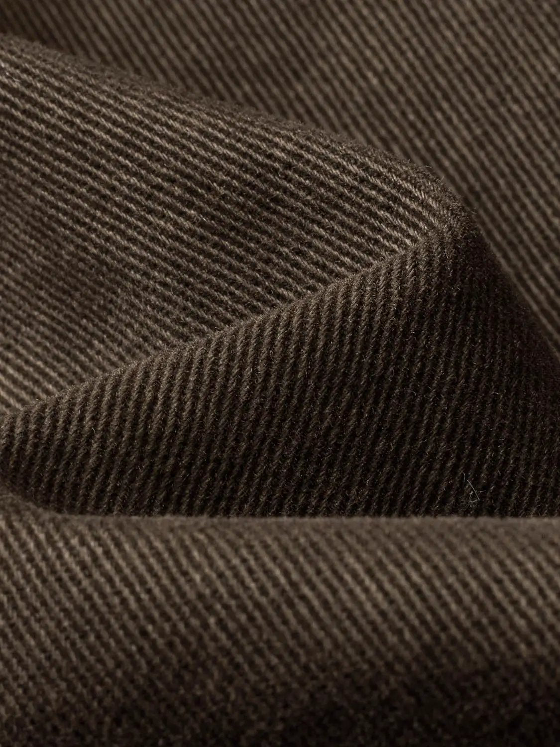 A-Line dress brown twill fabric close-up, Urban Revivo Fashion.