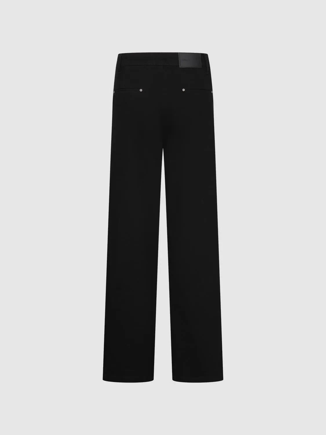 Urban Revivo high-rise wide-leg black cotton jeans with back pockets and brand patch