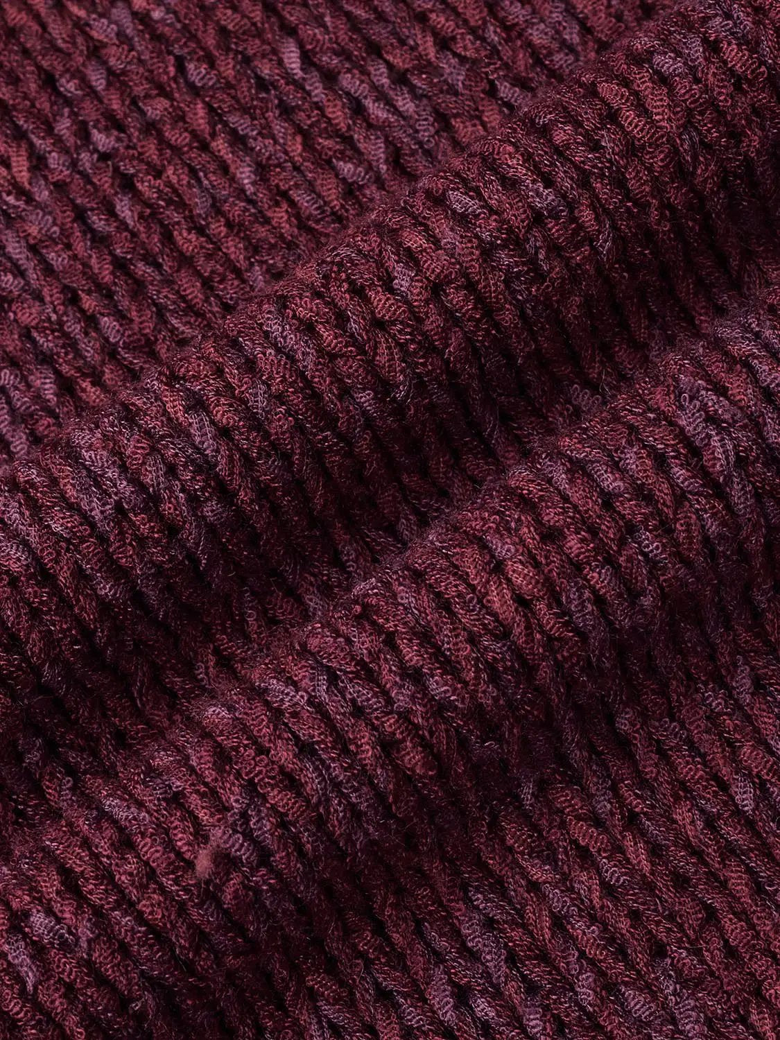 High Neck Long Sleeve Knitted T-Shirts burgundy ribbed knit fabric Urban Revivo Fashion