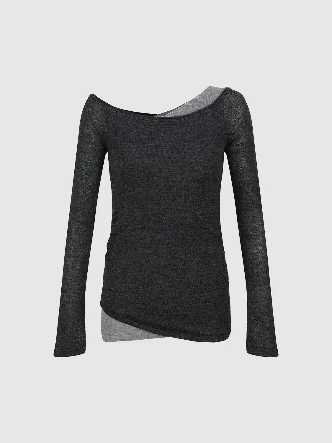 2 In 1 Contrast Long Sleeve Knitted T-Shirts by Urban Revivo Fashion