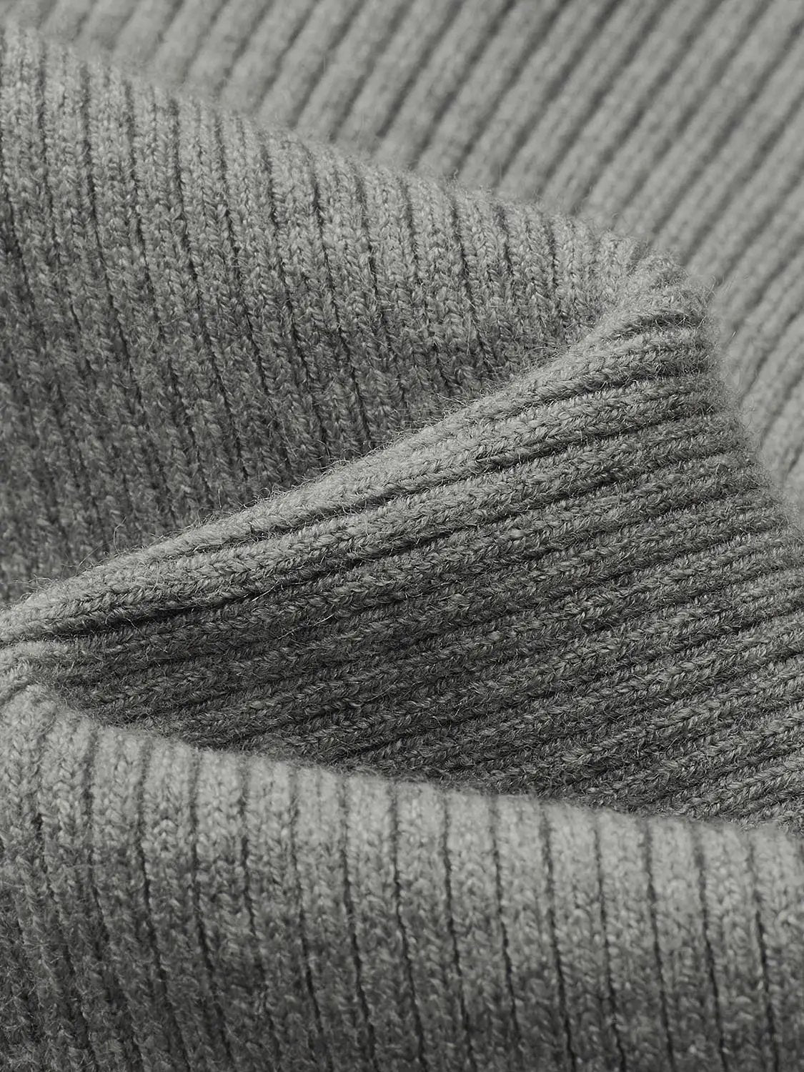 Knit T-Shirts by Urban Revivo Fashion, grey ribbed knitted fabric close-up