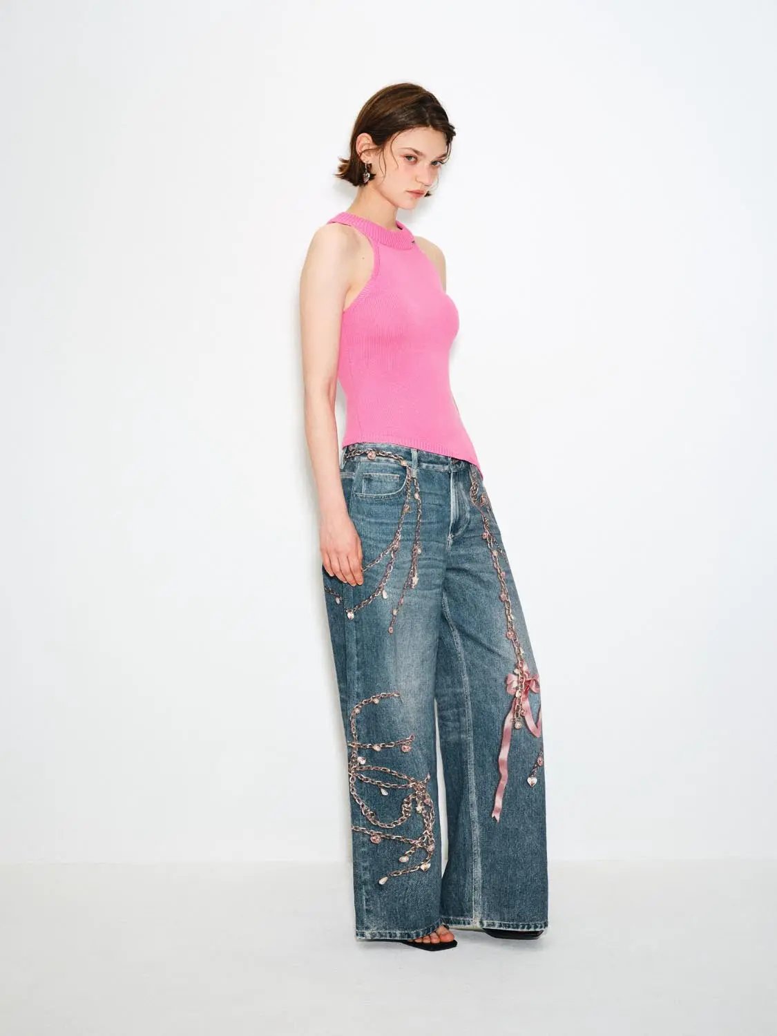 Knit T-Shirt, pink sleeveless knit top from Urban Revivo Fashion