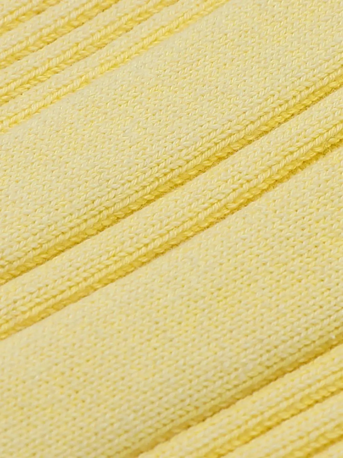 Ribbed lace-up sleeveless cotton cami top in yellow knit fabric