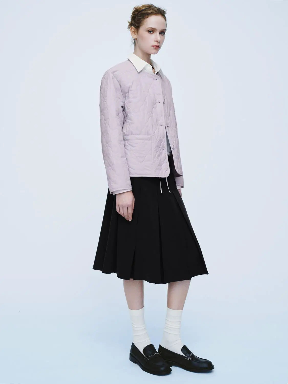 Padded jacket in lavender quilted fabric, Urban Revivo Fashion.