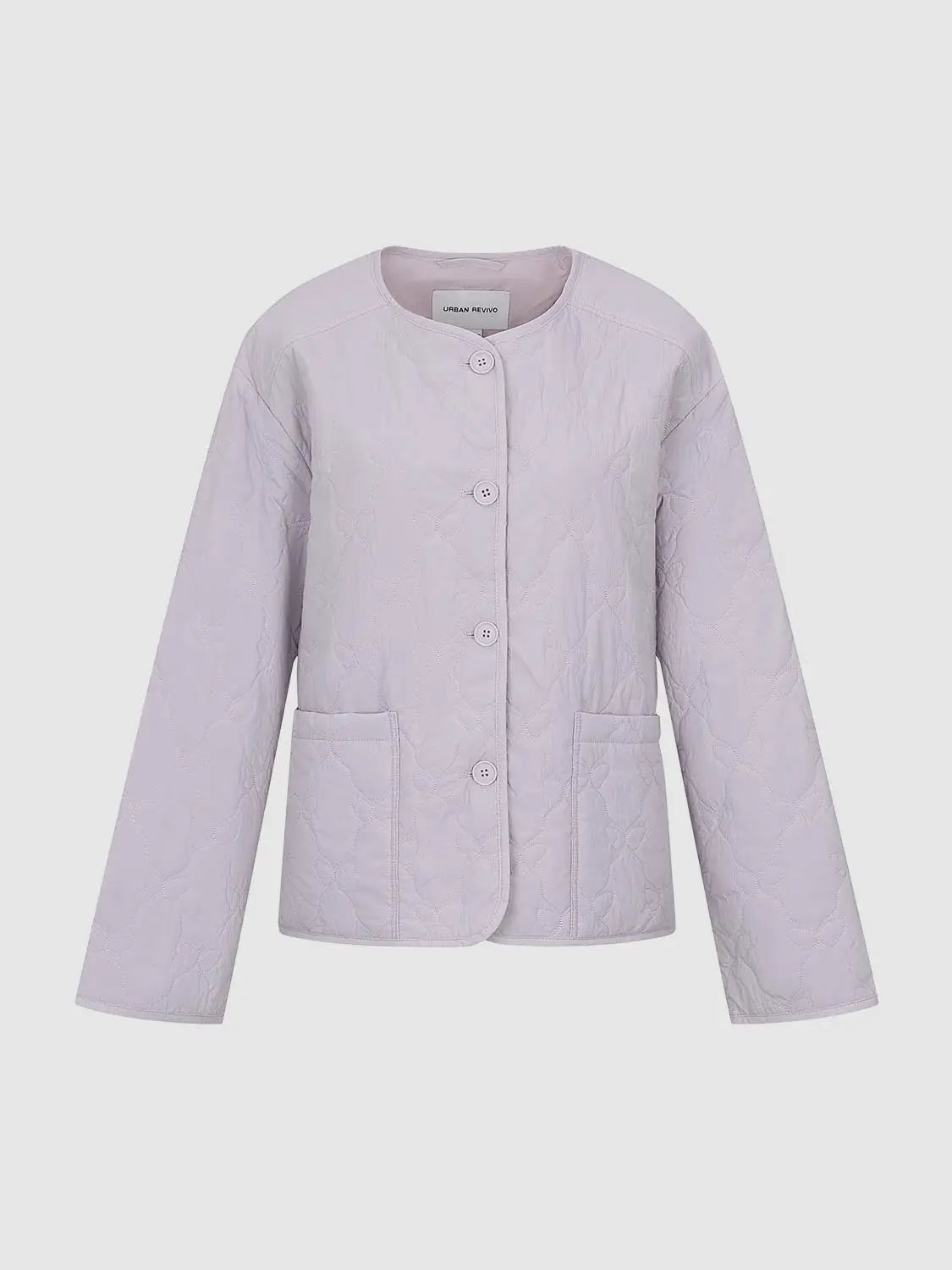 Padded Jacket lavender quilted with front buttons and pockets; Urban Revivo