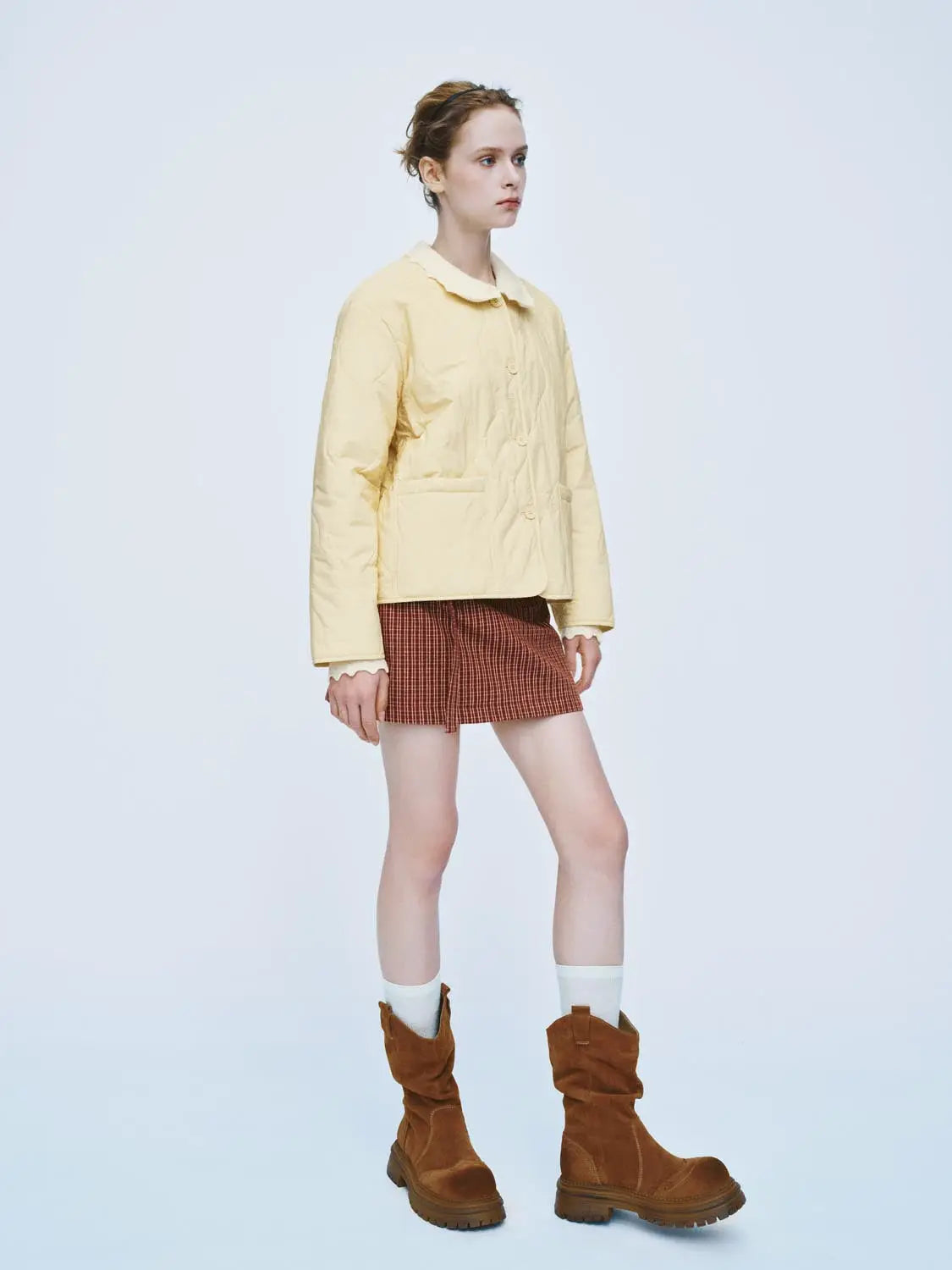 Padded Jacket, light yellow quilted outerwear by Urban Revivo Fashion.