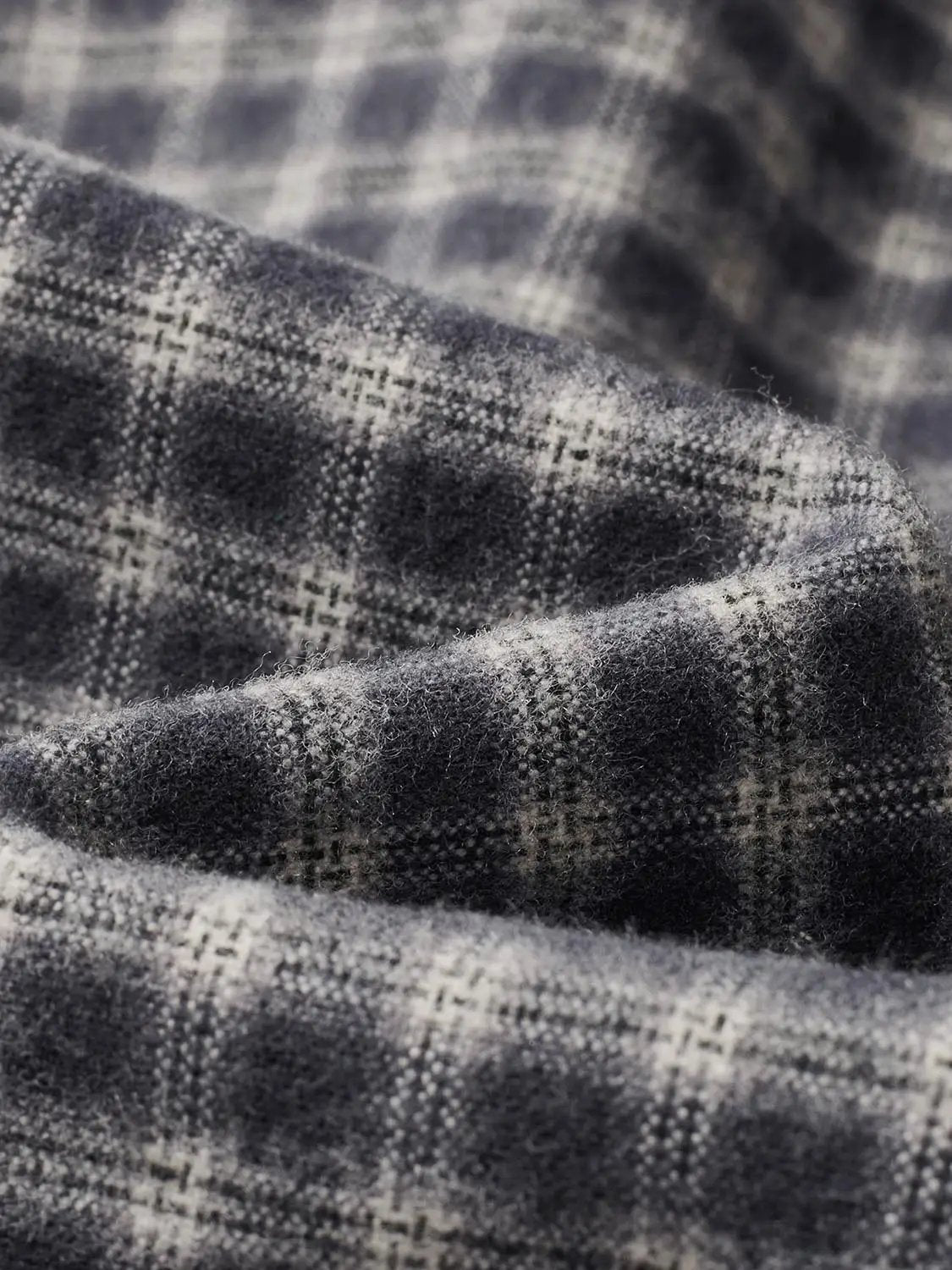 Button-front shirt by Urban Revivo Fashion in grey and navy plaid fabric