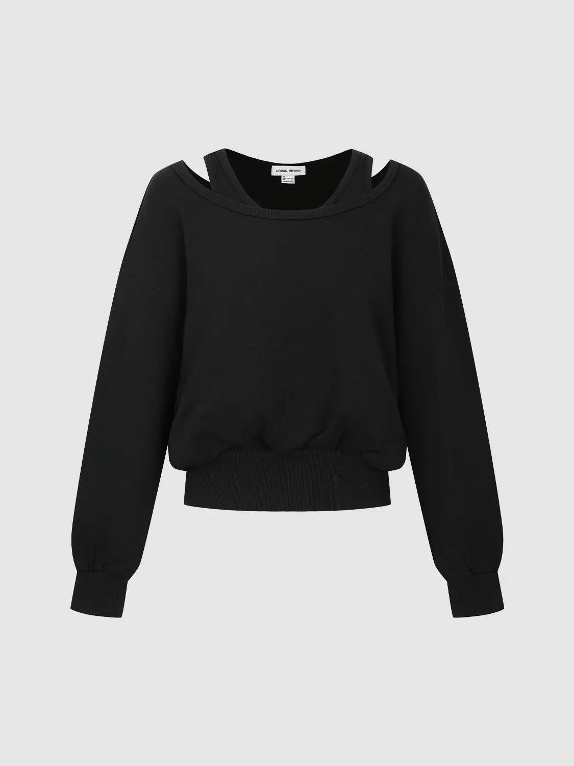 2-in-1 off-shoulder long-sleeve sweatshirt in black by Urban Revivo