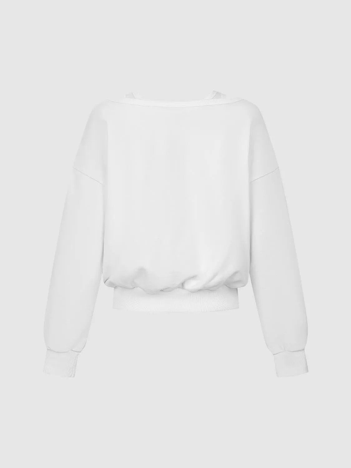 Sweatshirt in white with long sleeves and ribbed hem and cuffs