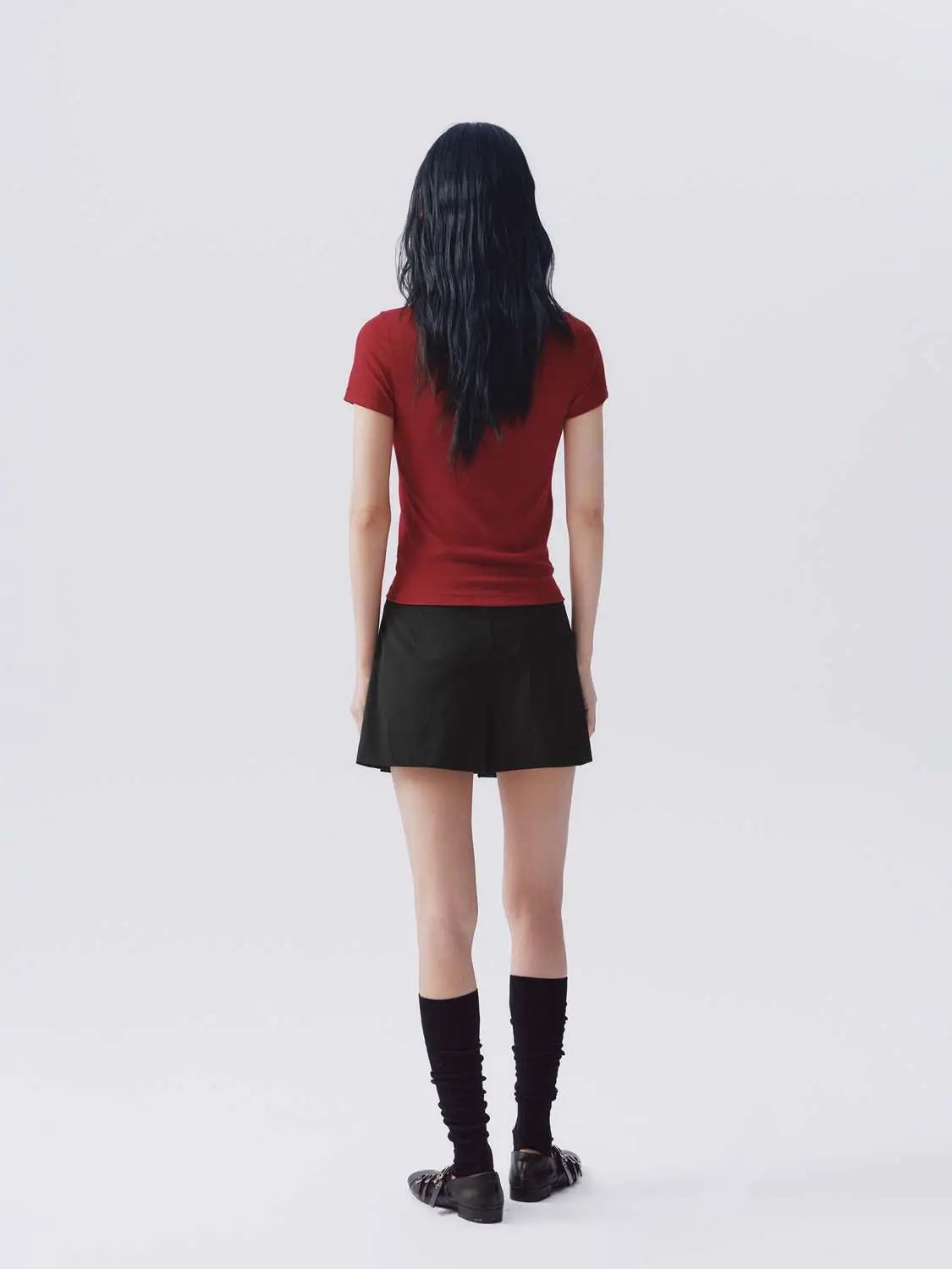 Stretch Skort W_Skort by Urban Revivo Fashion, black, back view