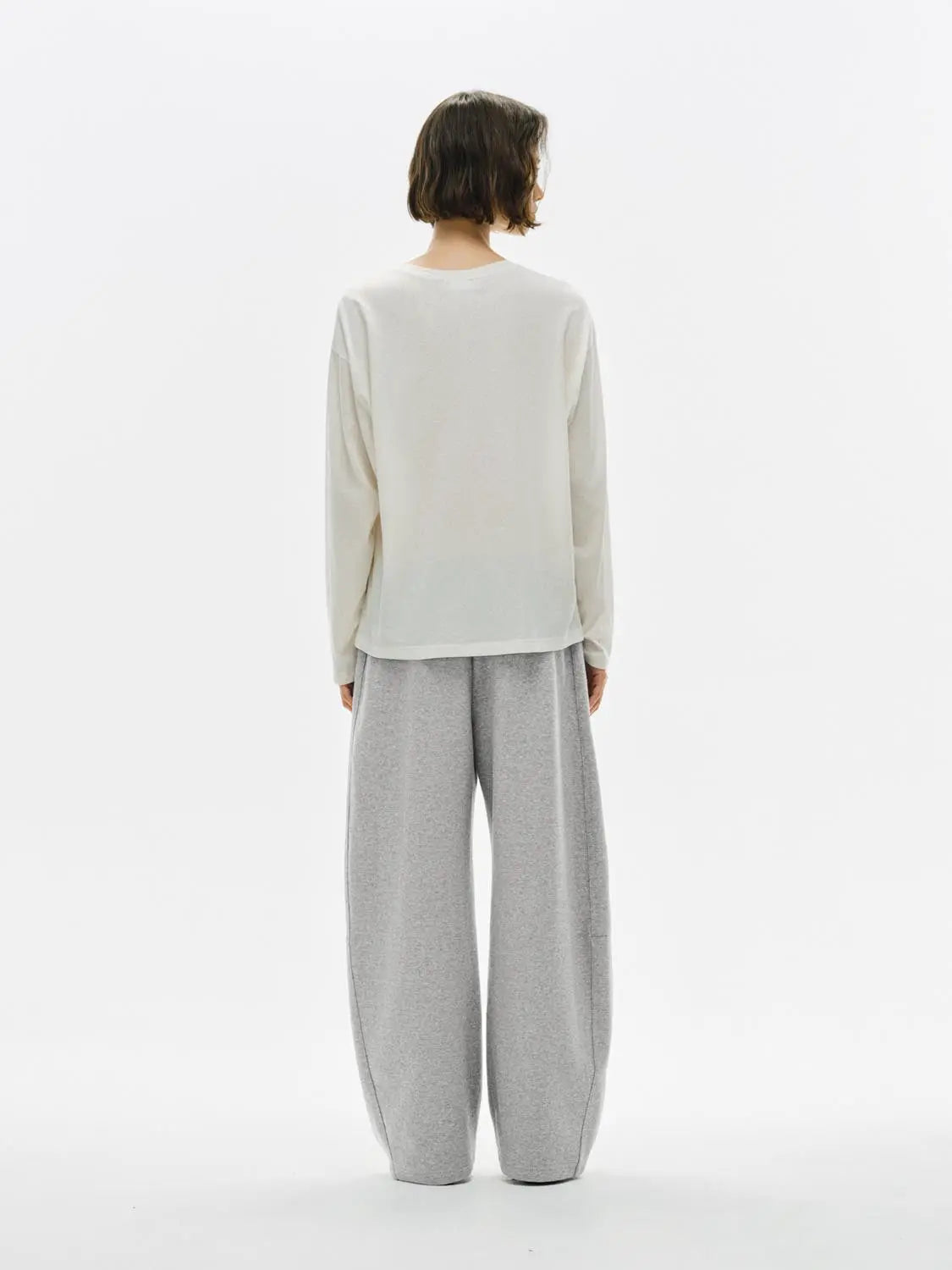 Barrel-Leg Pants by Urban Revivo Fashion in light gray, wide-leg silhouette