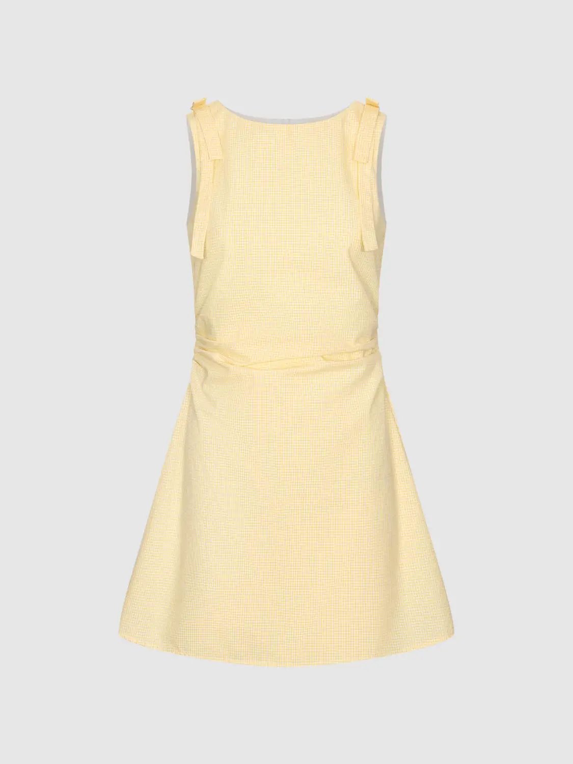 Minimal Subtle Stretch Thin Fabric Dress, pale yellow sleeveless A-line, Urban Revivo Fashion
