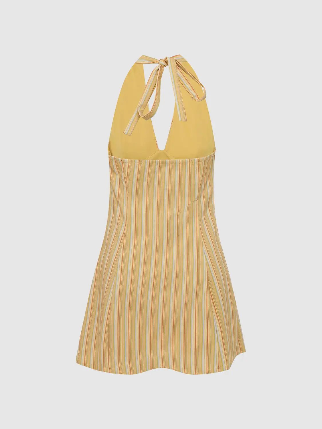 A-line dress, yellow halter top with striped skirt, Urban Revivo
