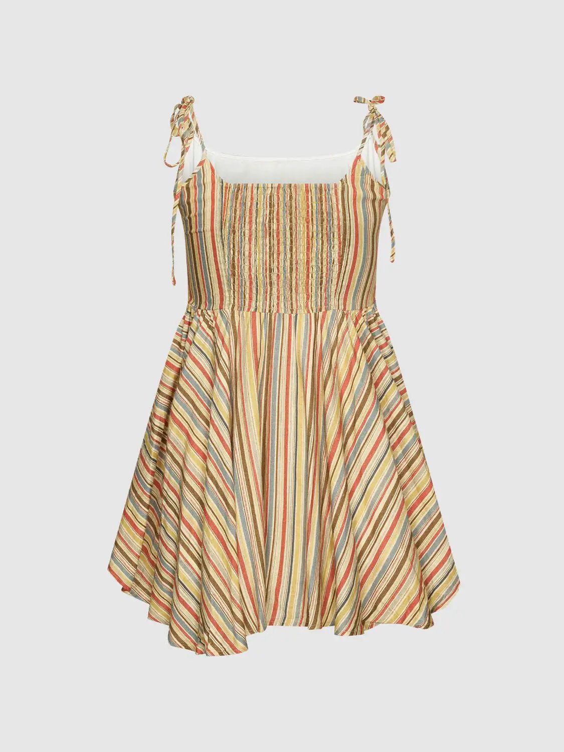 A-Line dress by Urban Revivo in a multicolor striped pattern with tie shoulder straps.