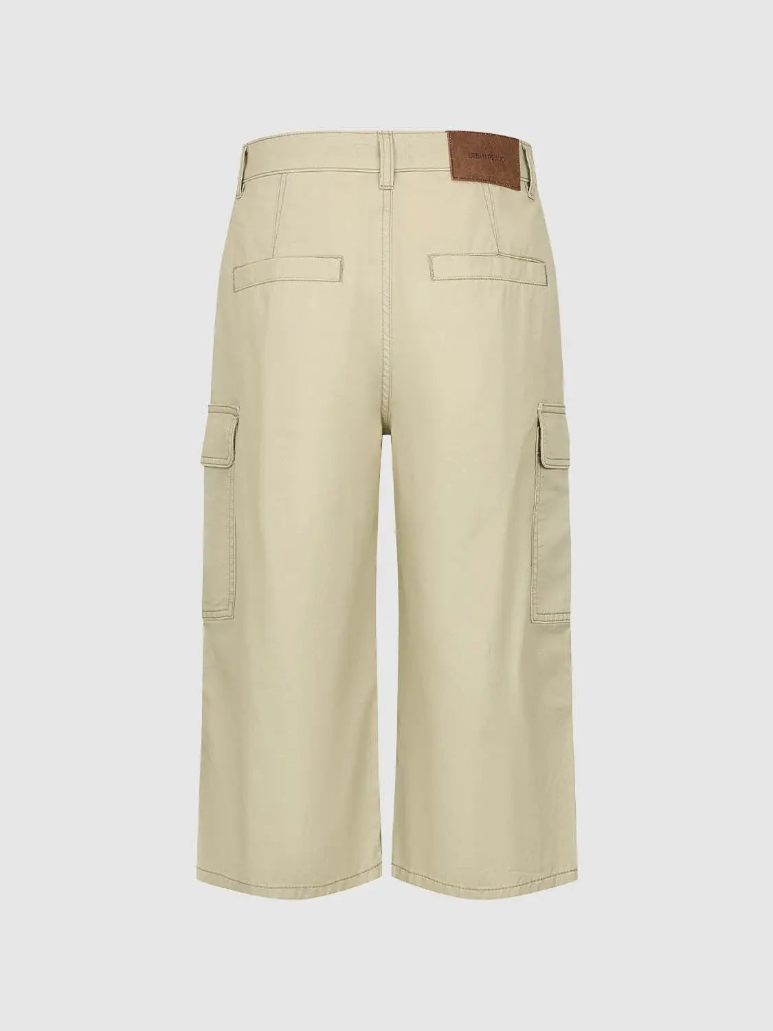 Urban Revivo Fashion beige cargo jeans with back pockets and side cargo pockets