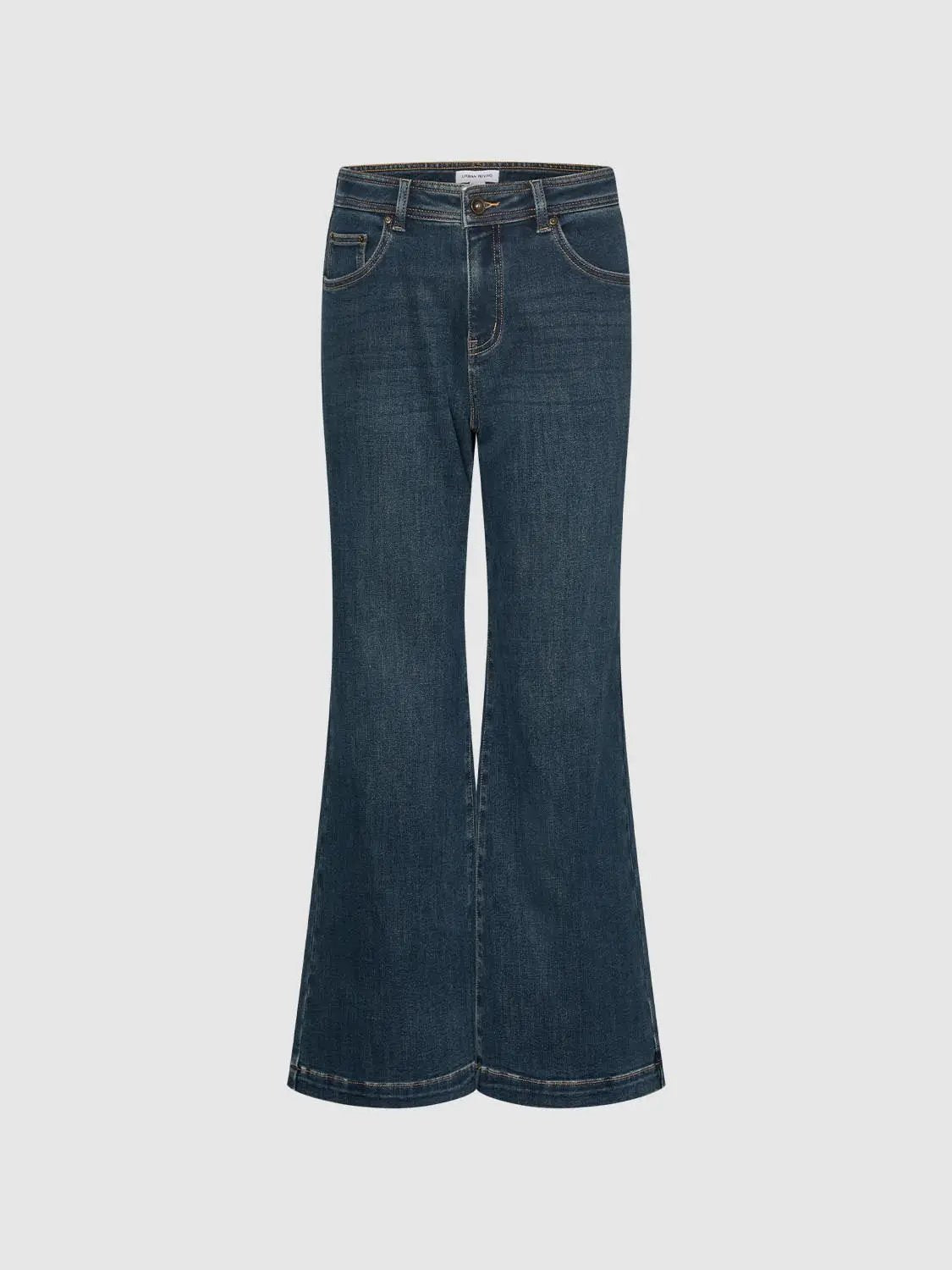 Jeans by Urban Revivo Fashion, dark blue denim with flare-leg bootcut silhouette.