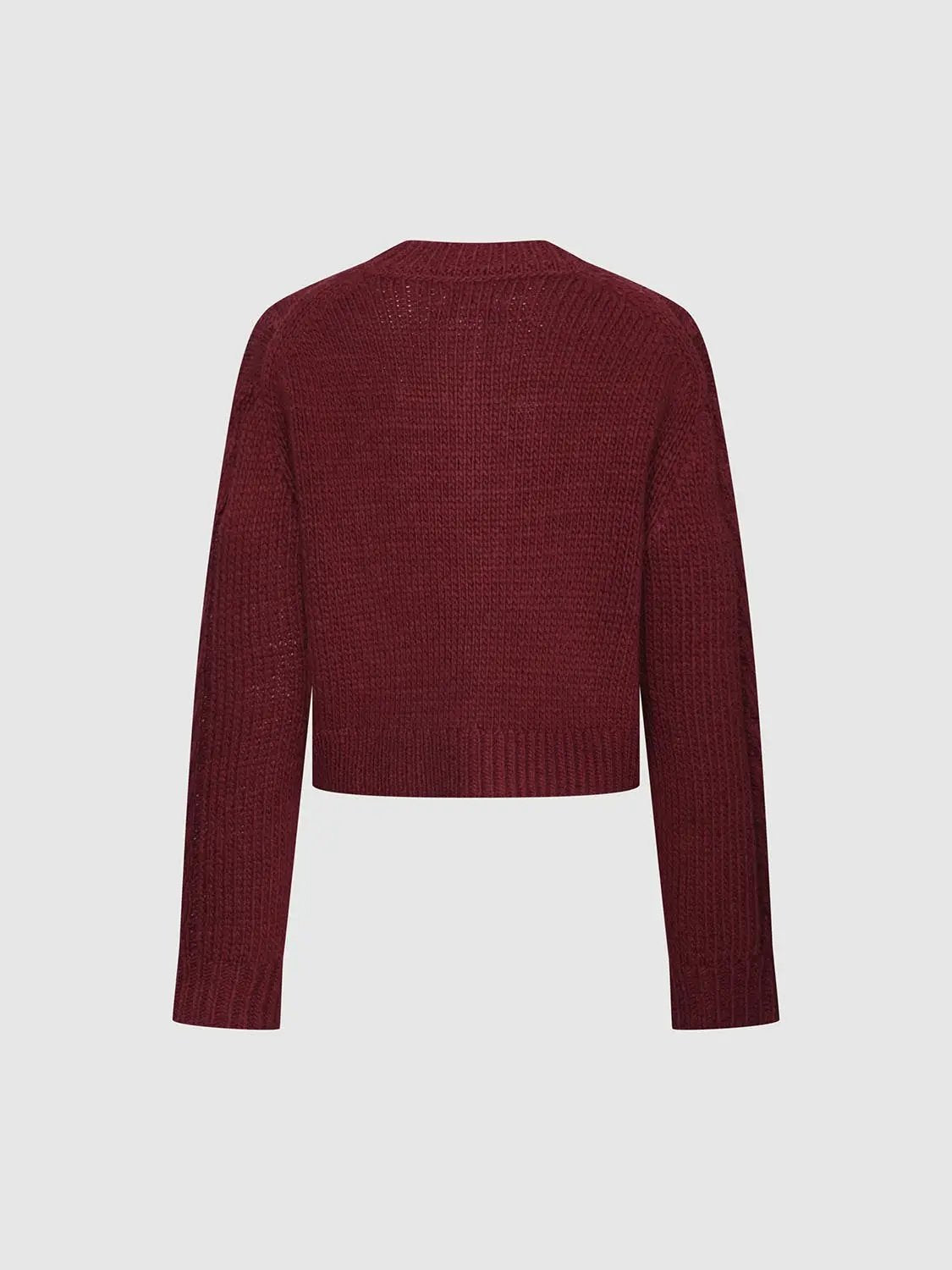 Button-up cable knitted cardigan, burgundy, Urban Revivo Fashion