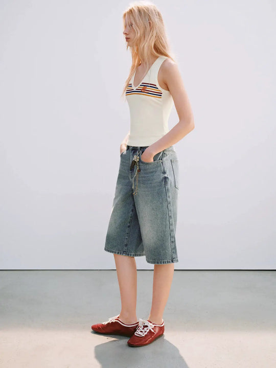 Viscose Striped Chest Tank Tops