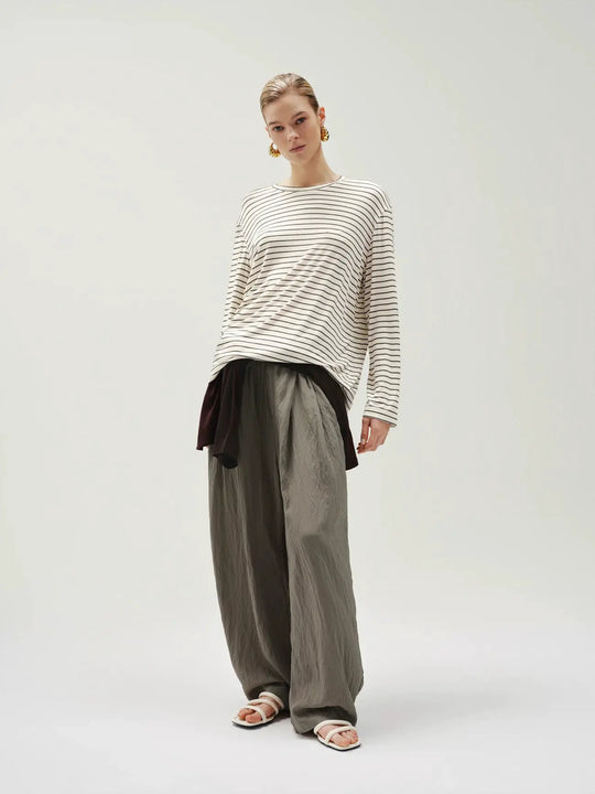 Viscose Thin Slight Stretch Striped Knit Top