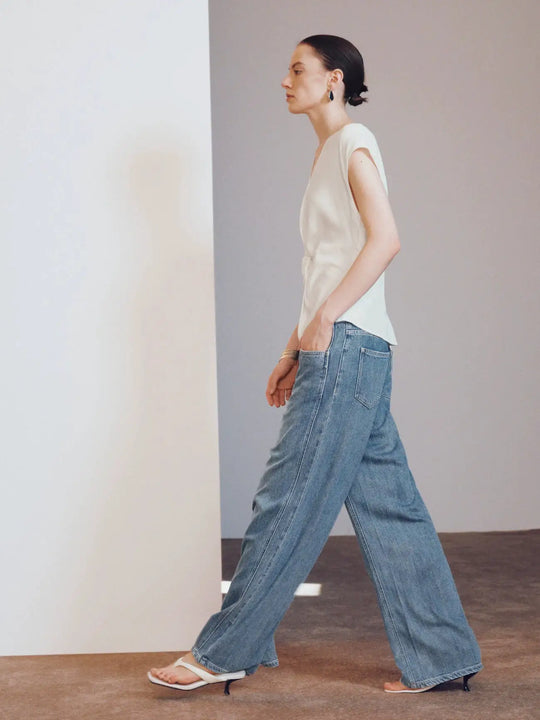 Viscose Wide-Leg With Seam Details Jeans