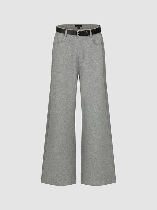 Cotton Belted Wide-Leg Front-Pocket Trousers