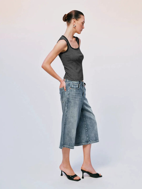 Scoop Neck Striped Cotton Tank Tops