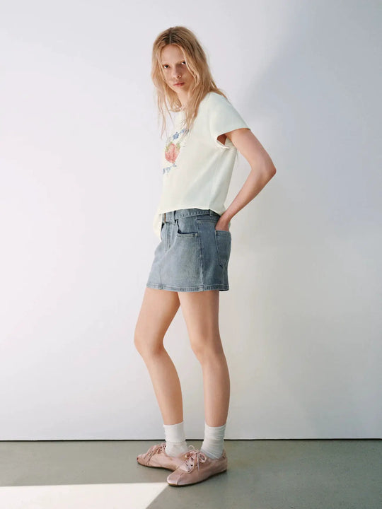 Cotton Pocket Detailing Front Pockets Skirt