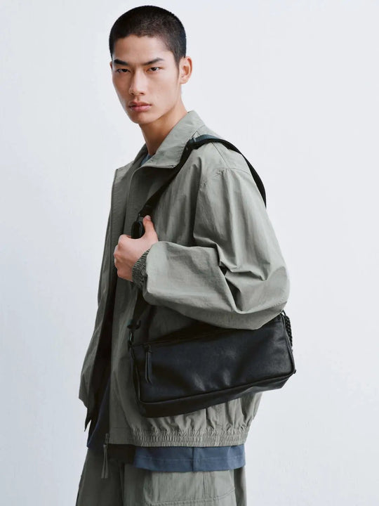 Minimalist Textile Lined Faux Leather Crossbody Bags
