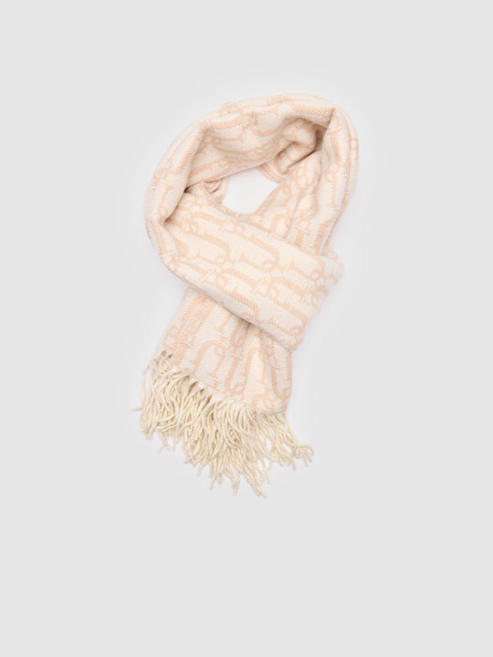 Logo Print Fringed Scarf