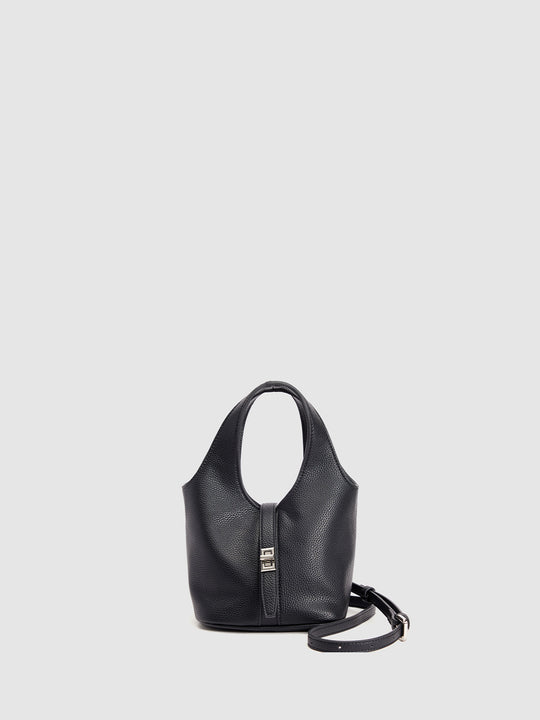 Litchi Embossed Vegan Leather Shoulder Bag