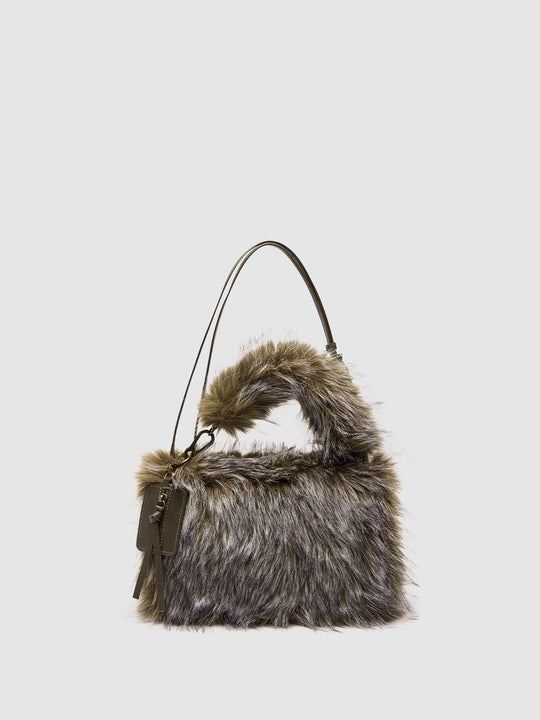 Faux Fur Handle Shoulder Bags