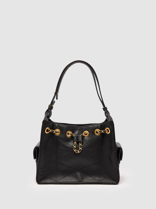 Vegan Leather Chain Detail Shoulder Bags