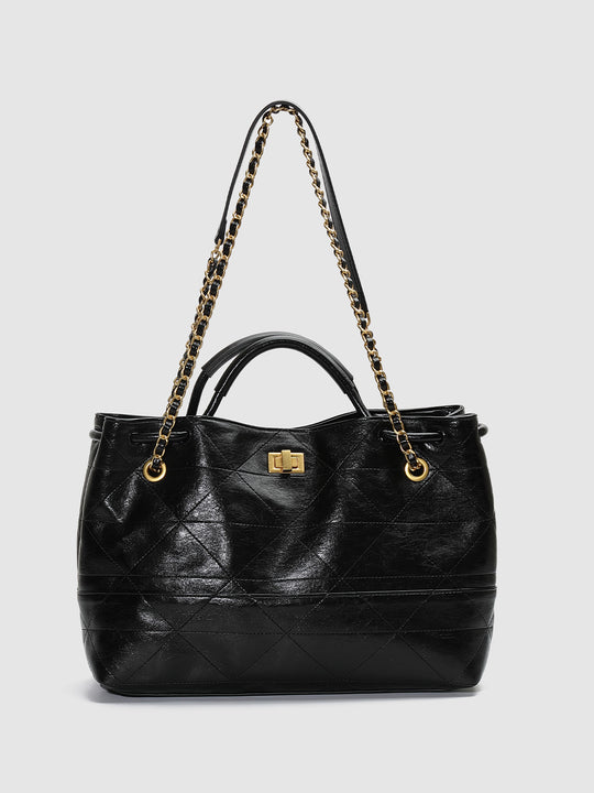 Faux Leather Oversize Handle Shoulder Bags
