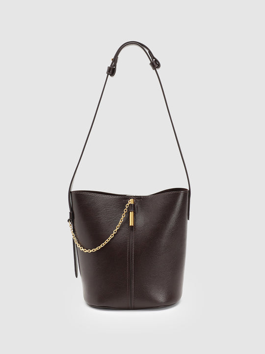 Chain Detail Faux Leather Shoulder Bucket Bags