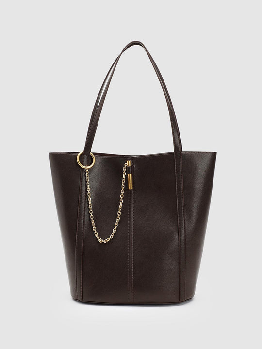 Faux Leather Chain Detail Bucket Shoulder Bags