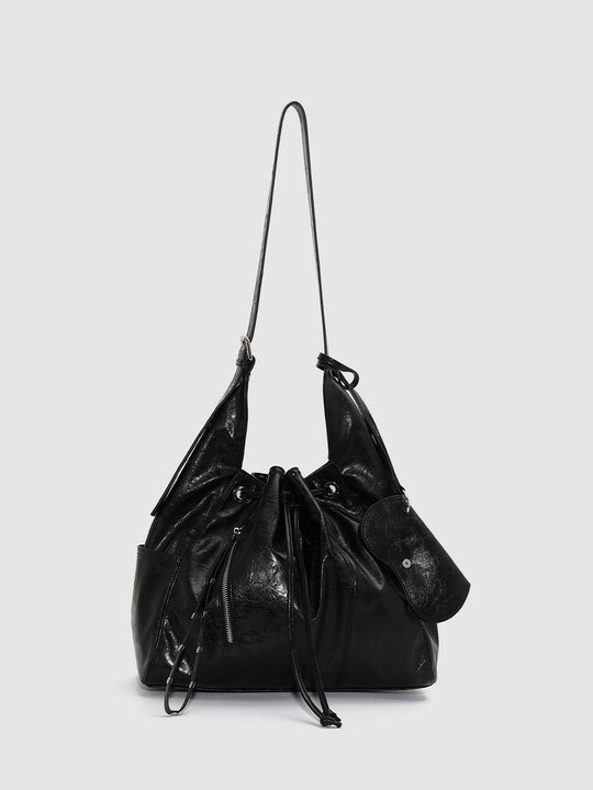 Faux Leather String Detail Shoulder Bags