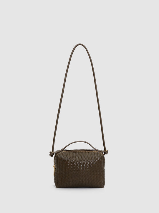 Faux Leather Woven Handle Shoulder Bags