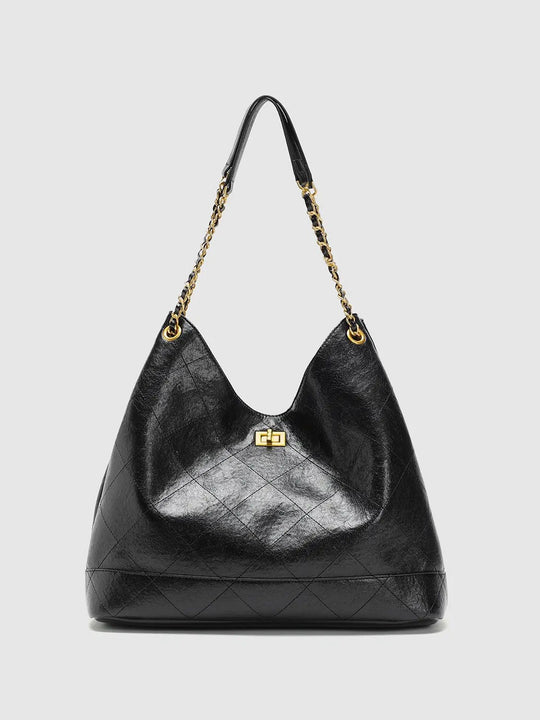 Elegant Chain Detail Faux Leather Shoulder Bags